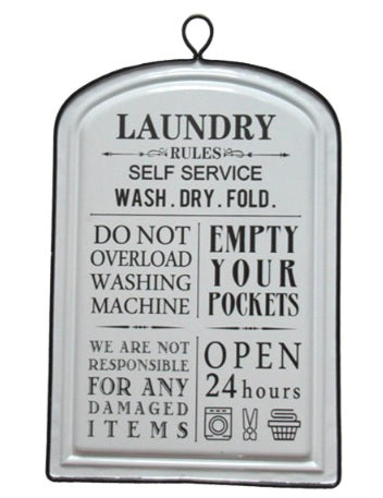 Black & White Metal Laundry Sign