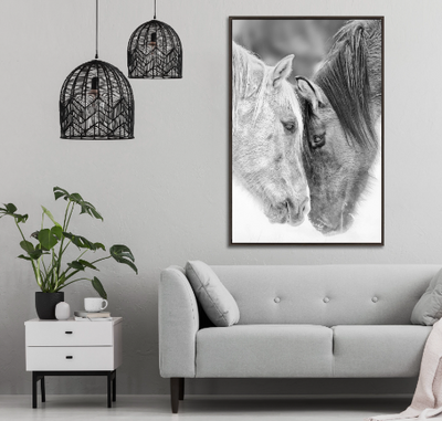 Black & White Horses Canvas