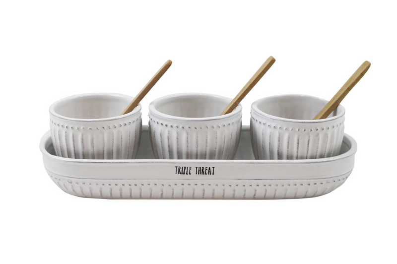 Ceramic Bowls with Tray