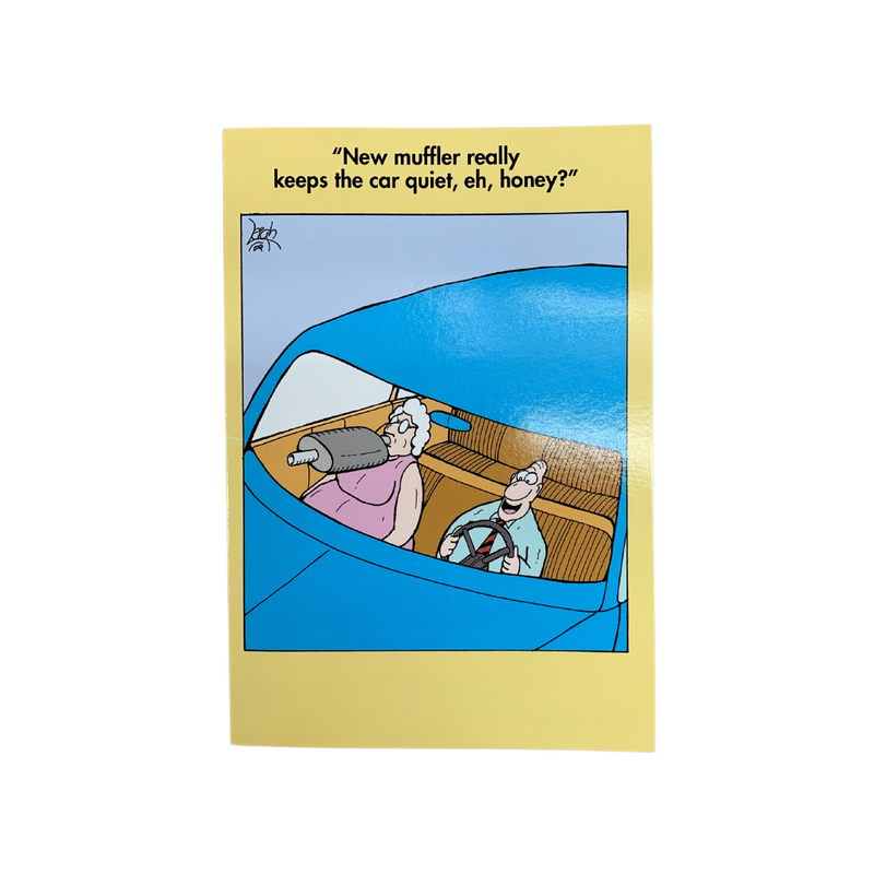 New Muffler Keeps the Car Quiet | Birthday Card