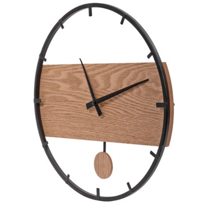 Boho Black Metal & Wood Clock