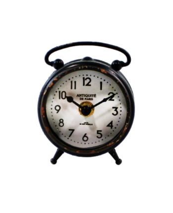 Antiqued Black Iron Table Clock