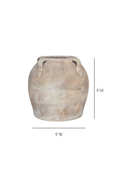 Blanc Beige Wash Vase With Handles Small
