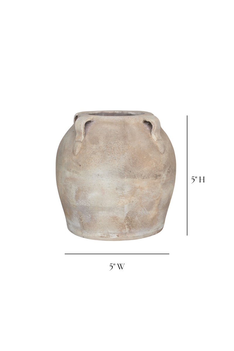 Blanc Beige Wash Vase With Handles Small