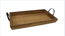 Beaded Wooden Tray with Metal Handle
