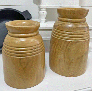 Carved Wood Vase | 8"