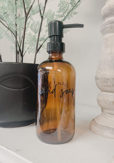 Amber Glass Soap Dispensers