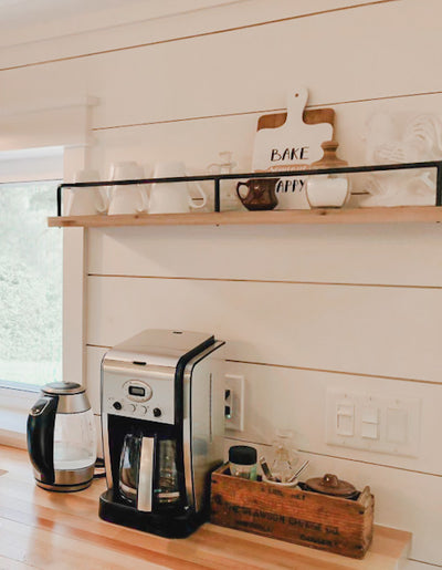 Wood & Black Matte Metal Shelves