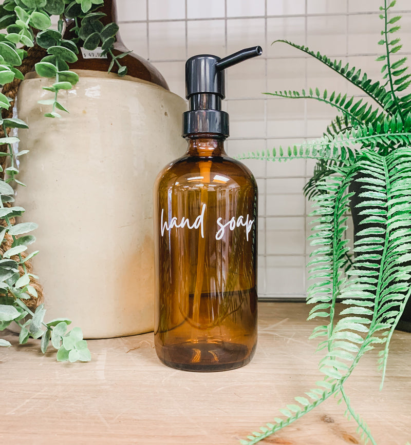 Amber Glass Soap Dispensers