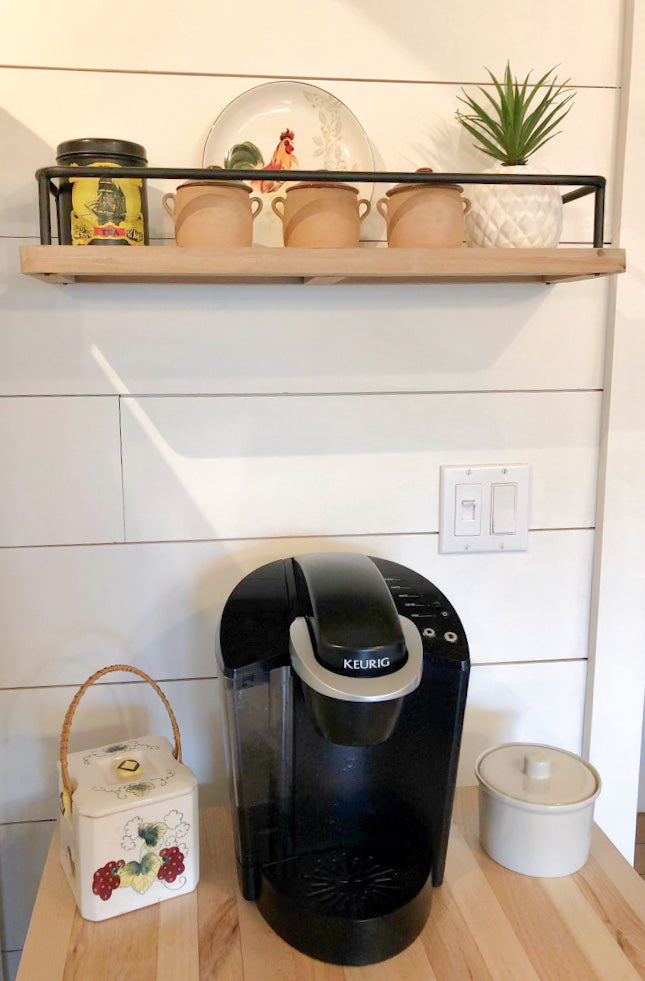 Wood & Black Matte Metal Shelves