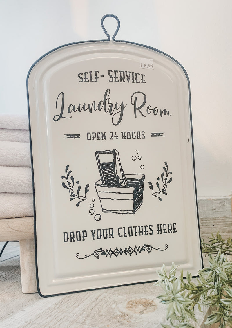 Black & White Metal Laundry Sign