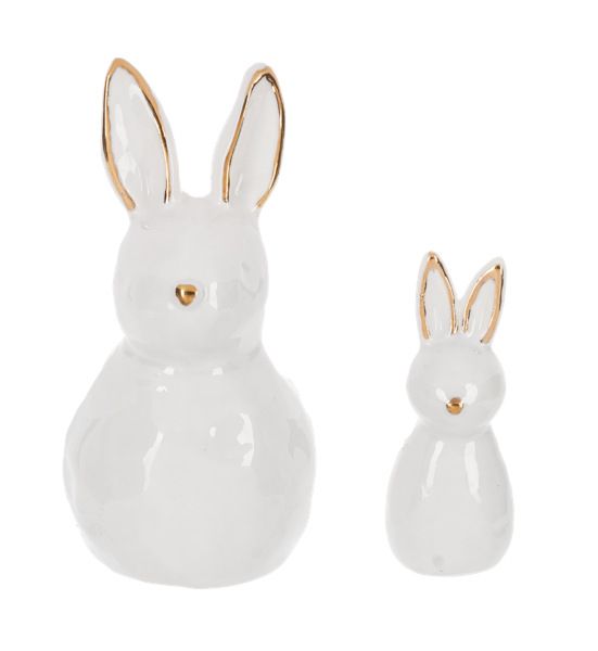 Porcelain Rabbits w/Gold | Set of 2