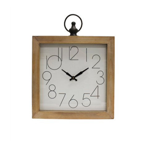 Square Wood and Metal Clock