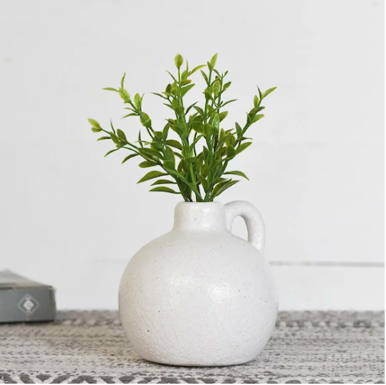 White Matte Handle Vase