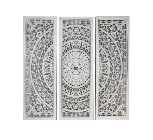 3 Piece White Wooden Wall Art