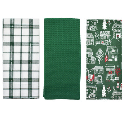 Winter Plaid Kitchen Towels - Set of 3