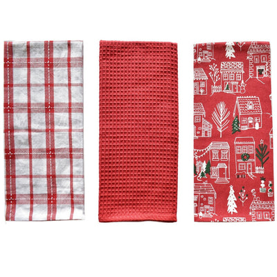 Winter Plaid Kitchen Towels - Set of 3
