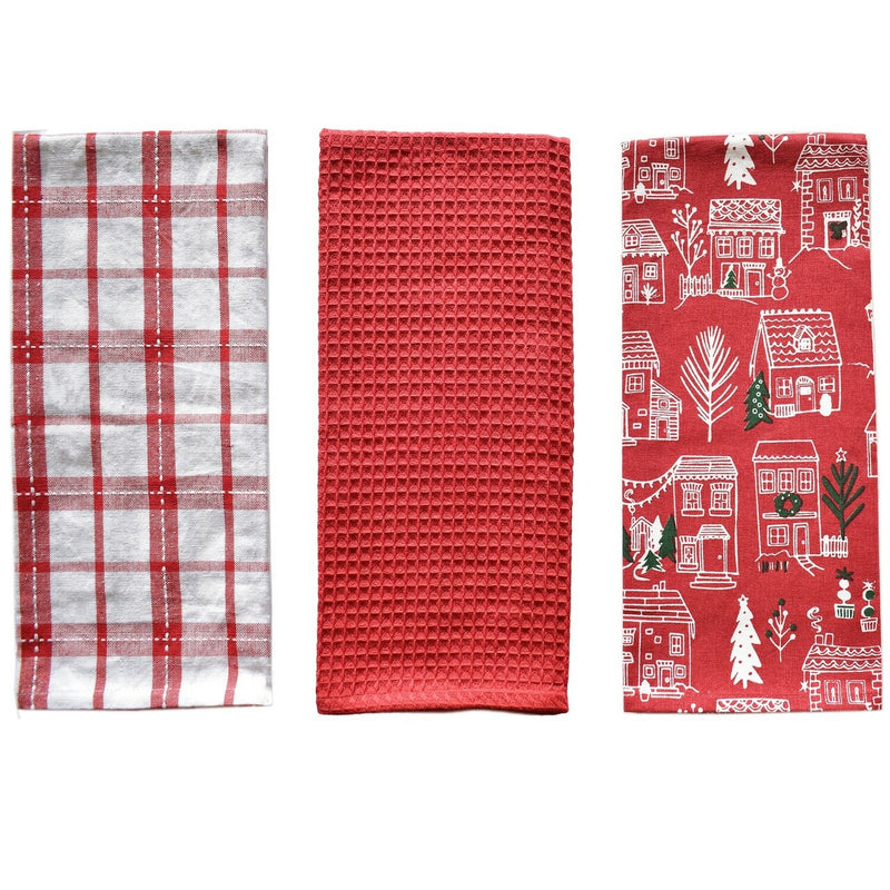 Winter Plaid Kitchen Towels - Set of 3