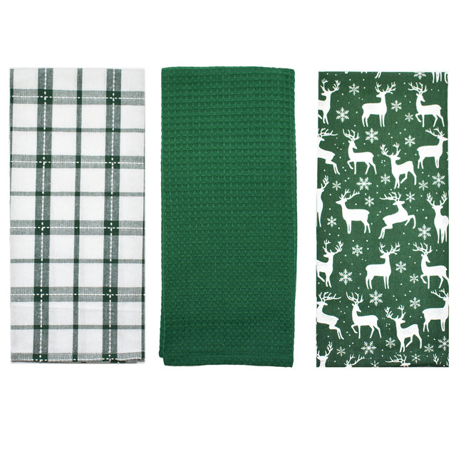 Winter Plaid Kitchen Towels - Set of 3