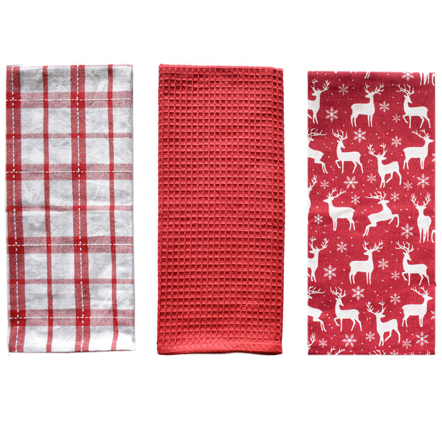 Winter Plaid Kitchen Towels - Set of 3