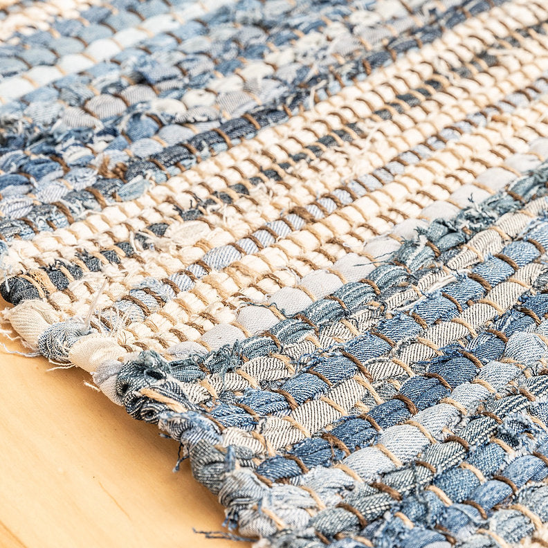 Indigo Denim & Leather Rug