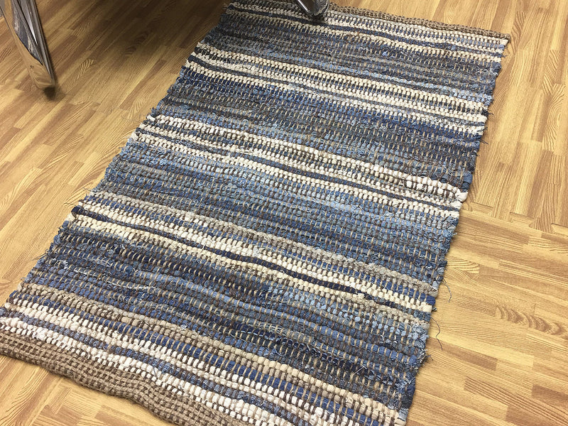 Indigo Denim & Leather Rug