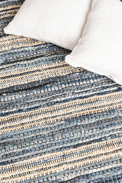 Indigo Denim & Leather Rug