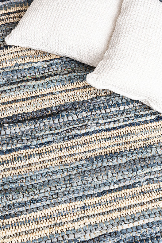 Indigo Denim & Leather Rug