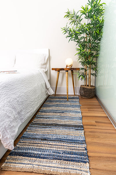 Indigo Denim & Leather Rug