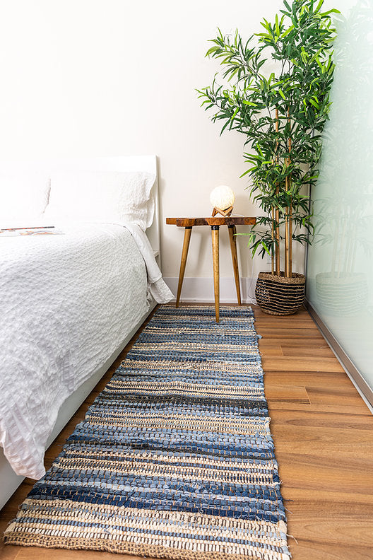 Indigo Denim & Leather Rug