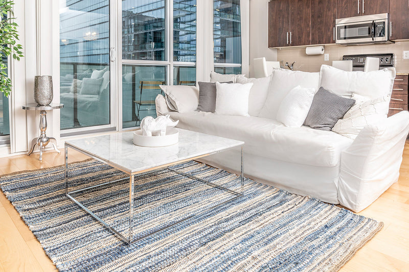 Indigo Denim & Leather Rug