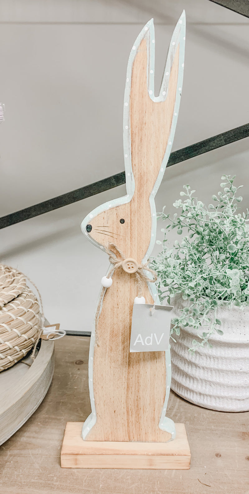 Wooden and Mint Green Dot Bunnies