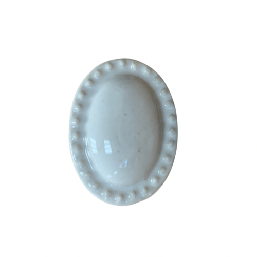 Knob - Oval Off White with Beaded Edge (1)