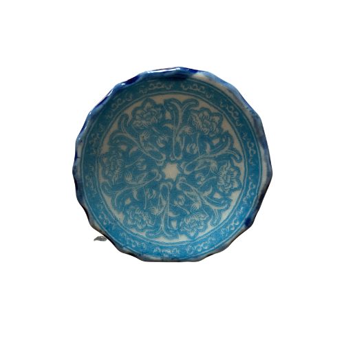 Knob - Blue and White Regal Patterned (10)