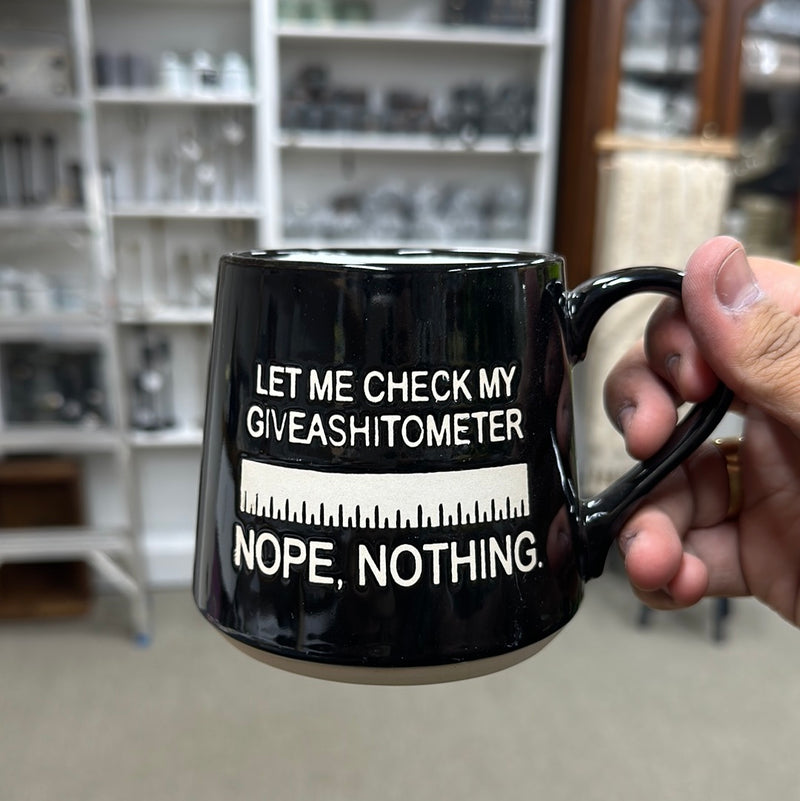 Let Me Check My Giveashitmeter Coffee Mug