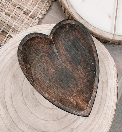 Heart Beat Wooden Tray | Burnt Brown