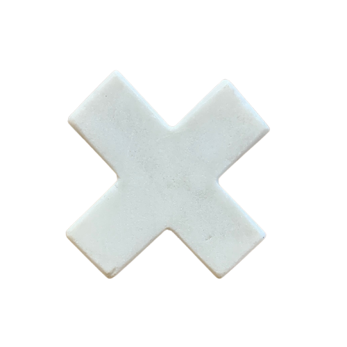 Knob - White Marble Look X Shape (53)