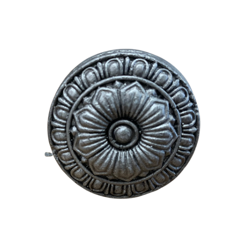 Knob - Round Silver Mandala Pattern (30)
