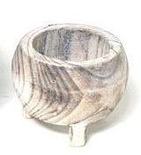 Small Round Wooden Pot - White Wash