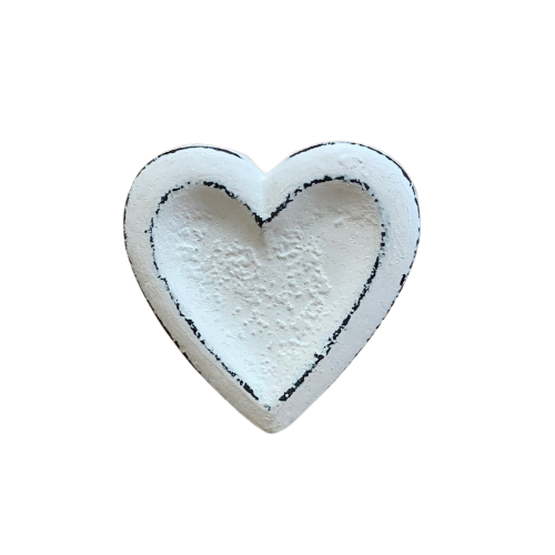 Knob - Rustic White Heart Shaped (55)
